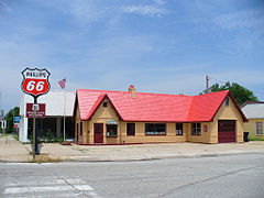 Ancienne station service à Baxter Springs (Kansas).