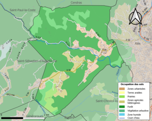 Carte en couleurs présentant l'occupation des sols.