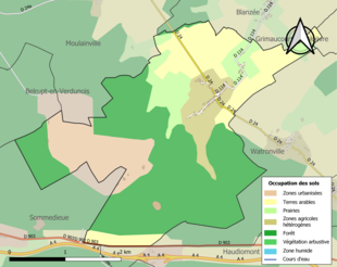 Carte en couleurs présentant l'occupation des sols.