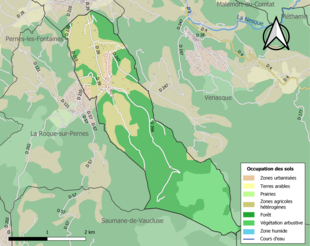 Carte en couleurs présentant l'occupation des sols.