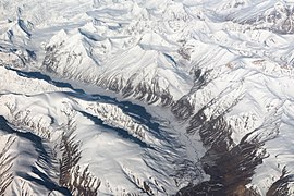 Vue aérienne de l'Himalaya au Ladakh.