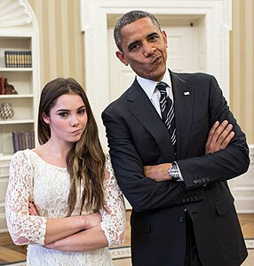 McKayla Maroney with Barack Obama, by Pete Souza (edited by El Grafo)