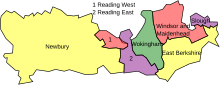 Map of parliamentary constituencies in Berkshire 1983–1997