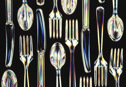 Biodegradable plastic utensils, by Scott Bauer