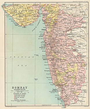 Presidencia de Bombay en 1909, porción del sur.