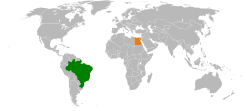 Map indicating locations of Brazil and Egypt