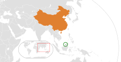 Map indicating locations of Brunei and China