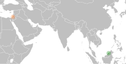 Map indicating locations of Brunei and Palestine