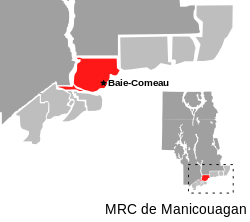 Map of RCM with Baie-Comeau highlighted