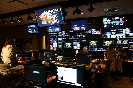 Production control room of a late-night talk show, The Tonight Show with Conan O'Brien (2009).