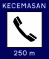 Emergency phone in 250 metres sign on federal roads, mostly found on non-tolled highways and main roads