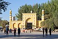 Entrance of Id Kah Mosque with Persian architecture in Xinjiang, China