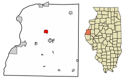 Location of Ferris in Hancock County, Illinois.