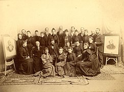 Lucy Washburn, standing, far left