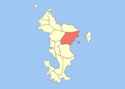 Location of the commune (in red) within Mayotte