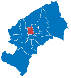 Location of Gornji Grad–Medveščak, shown in red, within Zagreb