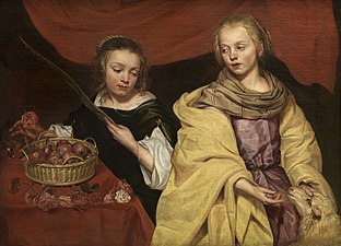 Two Girls as Saint Agnes and Saint Dorothea by Michaelina Wautier. c. 1650