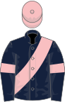 Dark Blue, Pink sash, armlets and cap