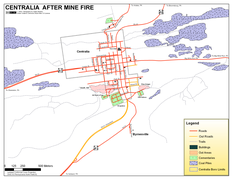 Centralia après le feu de la mine.