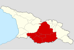 Map highlighting the historical region of Kartli in modern borders of Georgia