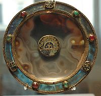 Byzantine paten of sard, 6–7th century(?), with later mounts
