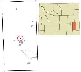 Location in Platte County and the state of Wyoming.