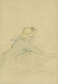 A girl in a rowing boat, pencil, ink and watercolour, Pierre-Auguste Renoir, 1870s