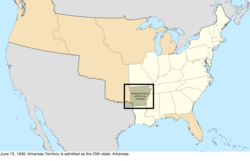 Map of the change to the United States in central North America on June 15, 1836