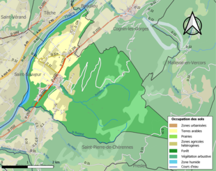 Carte en couleurs présentant l'occupation des sols.