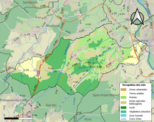 Carte en couleurs présentant l'occupation des sols.