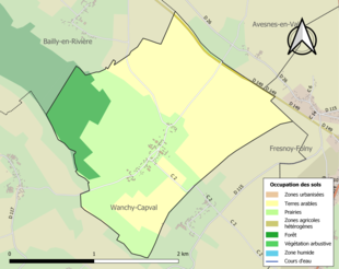 Carte en couleurs présentant l'occupation des sols.