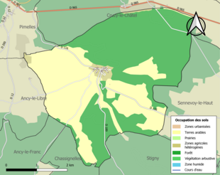 Carte en couleurs présentant l'occupation des sols.