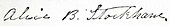 signature d'Alice B. Stockham