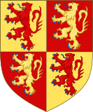 Owain Glyndŵr's banner. Glyndŵr used the same coat of arms as his predecessors as Princes, Llywelyn ap Gruffudd and Owain Lawgoch.[119][120][121][122][123][b]