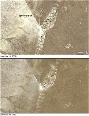 A NASA Landsat image of the Bou Craa phosphate mine