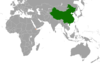 Location map for China and Djibouti.