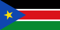 Flag of South Sudan (2011–2023), using dark blue triangle and tilted star.