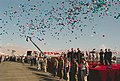 Balloons released into the air during the Israel-Jordan Peace Treaty signing ceremony at the Arava Terminal