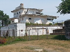 Former Harbor Entrance Control Post-Harbor Defense Command Post disguised as a battleship bridge, Fort Stark, New Castle, NH