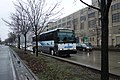 An NJT-owned, Academy-operated 2003-model MCI D4000 Commuter Coach in Lower Manhattan. This bus has since retired.