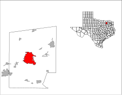 Location of Greenville in Hunt County, Texas