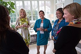 Jill Biden, Rosa Leal de Pérez, Ana García Carías, and Lorena Castillo