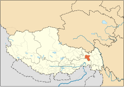 Location of Lhorong County within Tibet