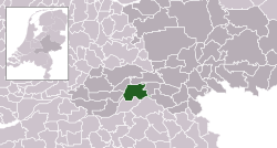 Highlighted position of West Maas en Waal in a municipal map of Gelderland