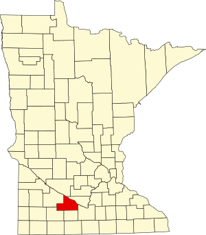 Map of Minnesota highlighting Brown County