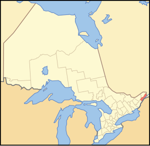 Location of Stormont Dundas and Glengarry United Counties