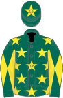 Dark green, yellow stars, diabolo on sleeves, star on cap