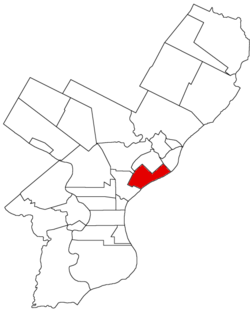 Map of Philadelphia County, Pennsylvania highlighting Richmond District prior to the Act of Consolidation, 1854