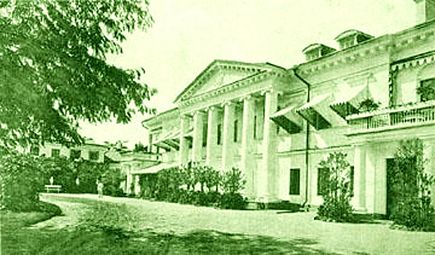 The facade of the palace of the estate Kochubeys in Dykanka. The architect Giacomo Quarenghi. Picture the end of 19th century