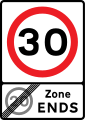 End of 20 miles per hour zone